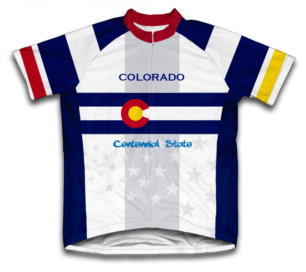 Colorado Flag Short Sleeve Cycling Jersey for Men and Women
