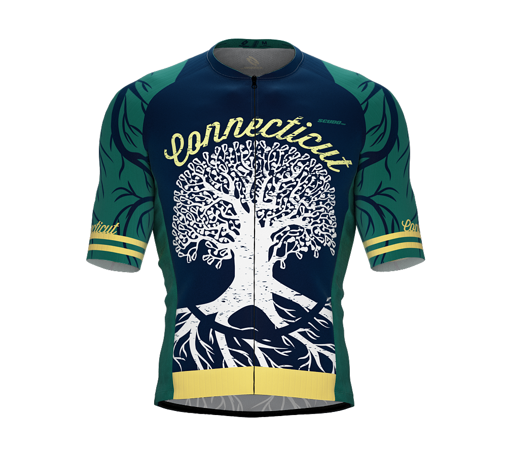 ScudoPro Pro-Elite Short Sleeve Cycling Jersey Connecticut USA State Icon landmark symbol identity  | Men and Women