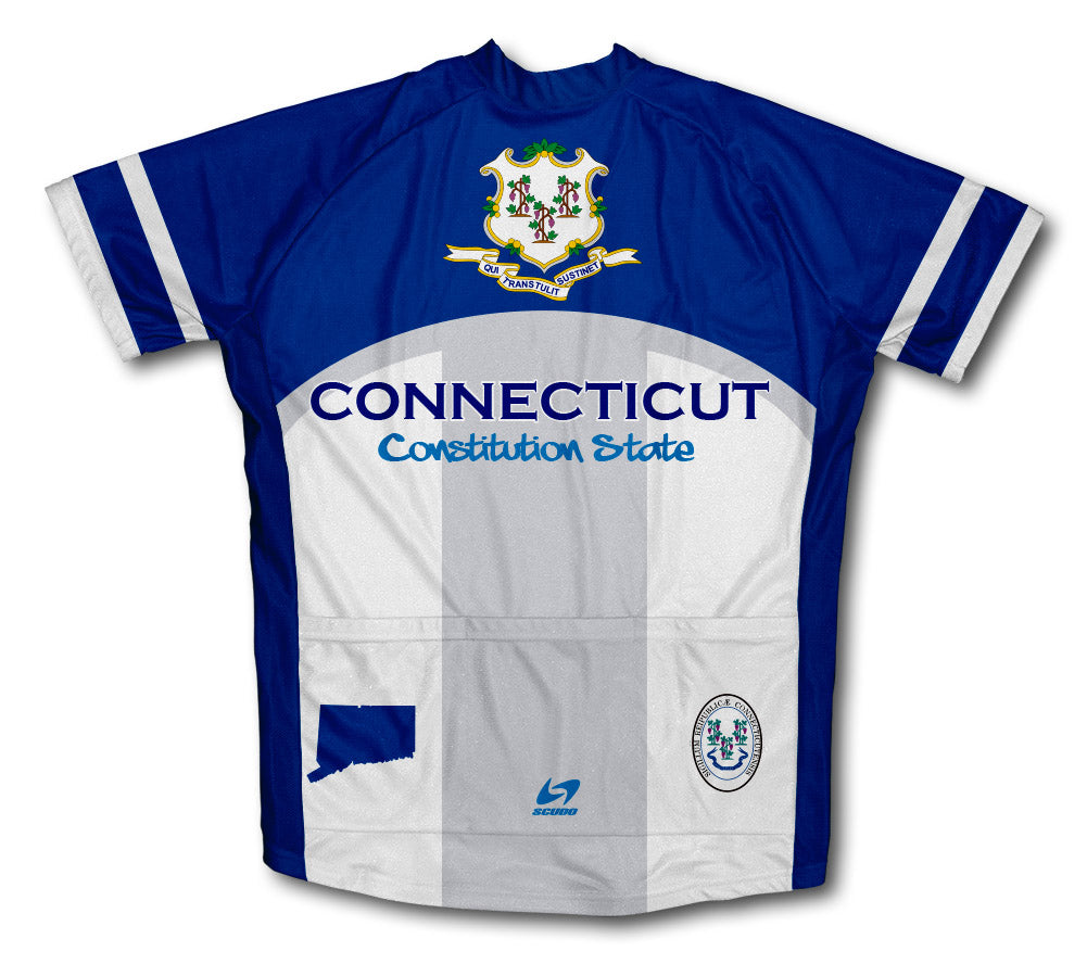 Connecticut Flag Short Sleeve Cycling Jersey for Men and Women
