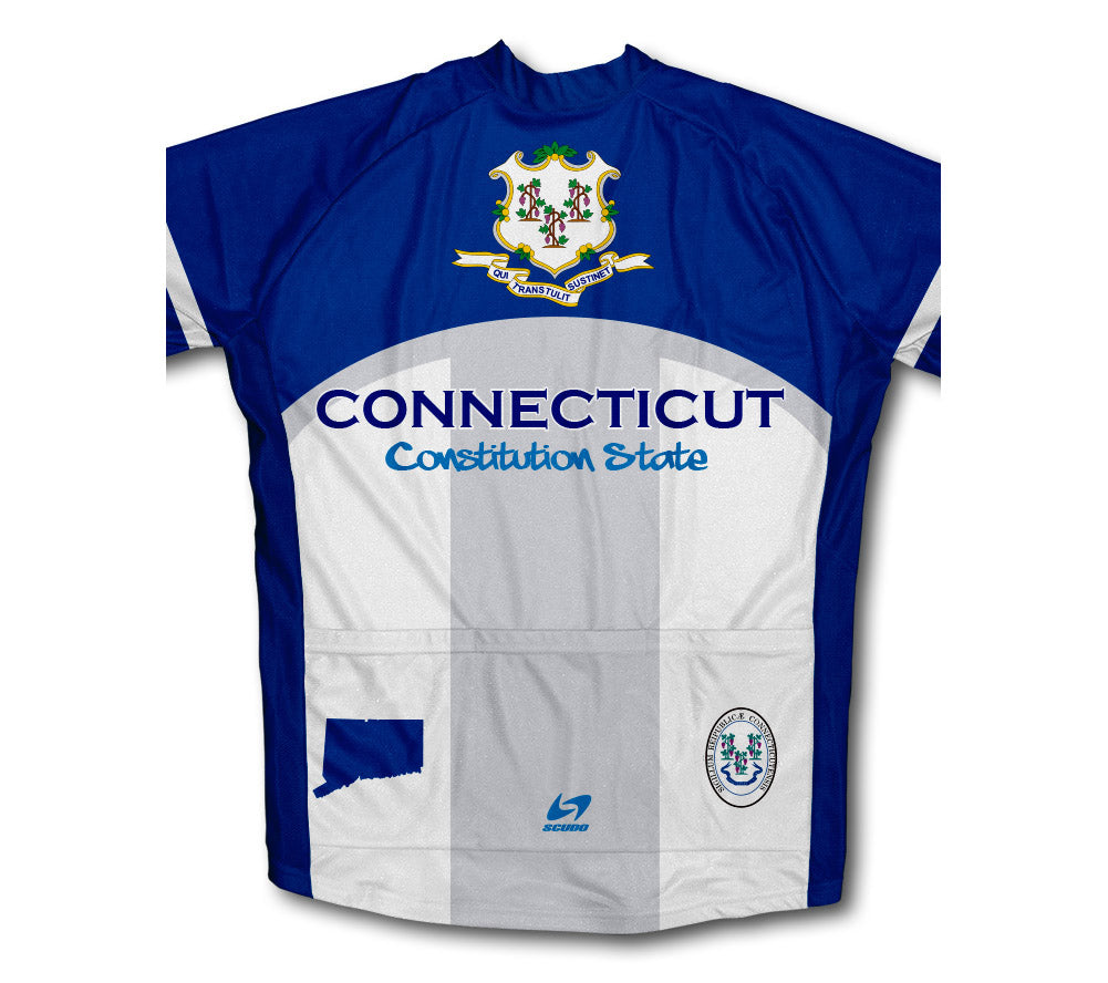 Connecticut Flag Short Sleeve Cycling Jersey for Men and Women