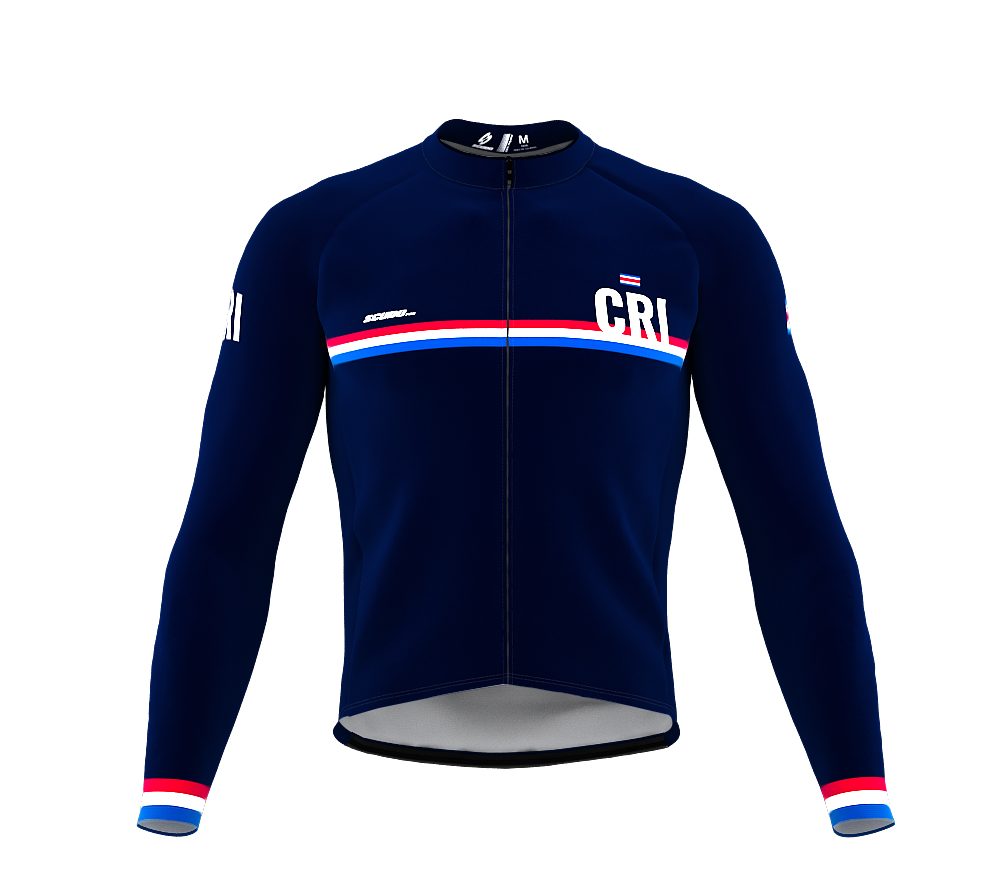 ScudoPro Pro Thermal Long Sleeve Cycling Jersey Country CODE Costa Rica Blue | Men and Women