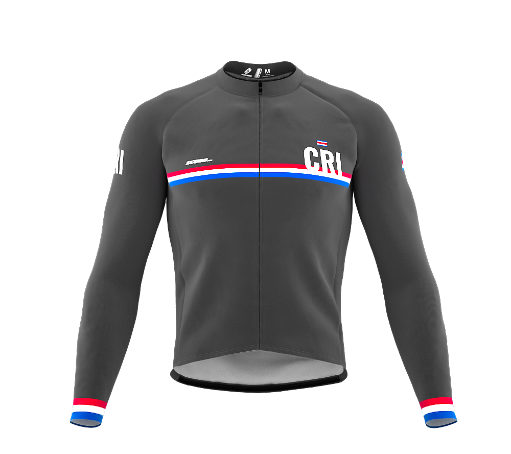 ScudoPro Pro Thermal Long Sleeve Cycling Jersey Country CODE Costa Rica Gray | Men and Women