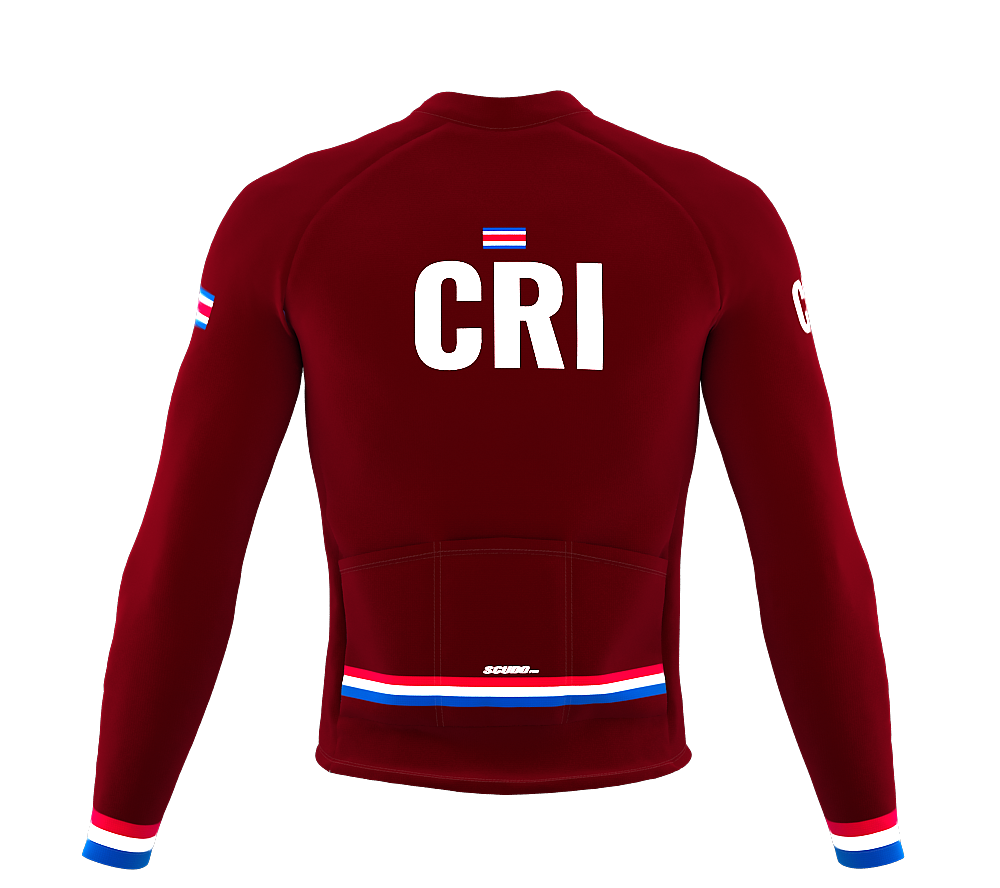 ScudoPro Pro Thermal Long Sleeve Cycling Jersey Country CODE Costa Rica Vine | Men and Women