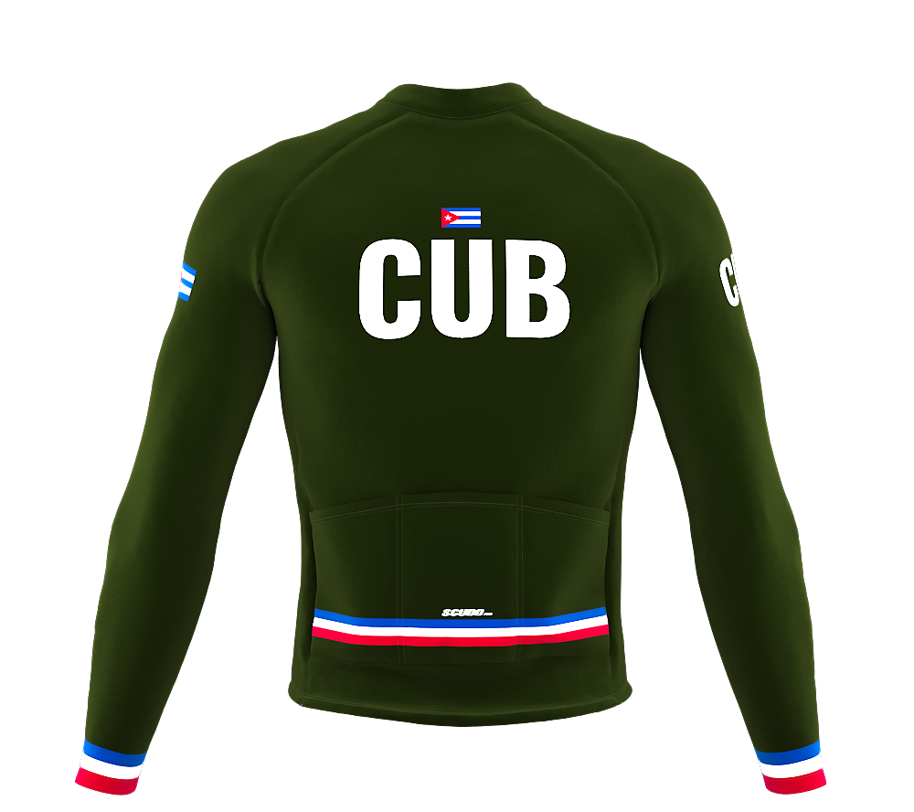 ScudoPro Pro Thermal Long Sleeve Cycling Jersey Country CODE Cuba Green | Men and Women