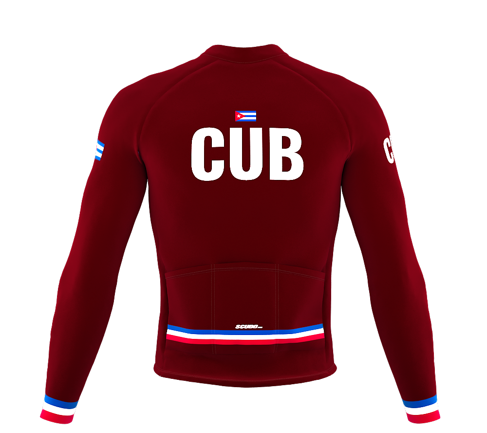 ScudoPro Pro Thermal Long Sleeve Cycling Jersey Country CODE Cuba Vine | Men and Women