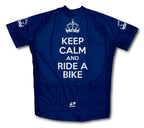 Keep Calm and Ride a Bike Dark Blue Cycling Jersey