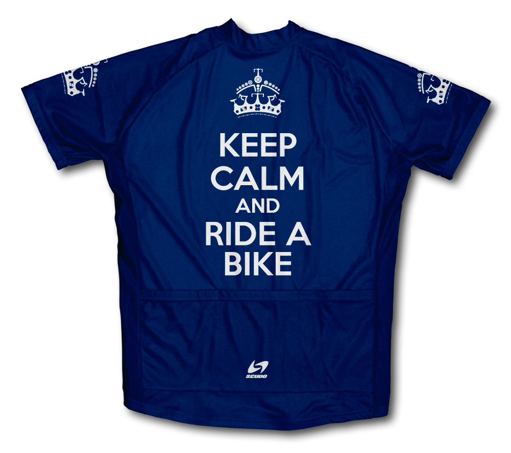Keep Calm and Ride a Bike Dark Blue Cycling Jersey