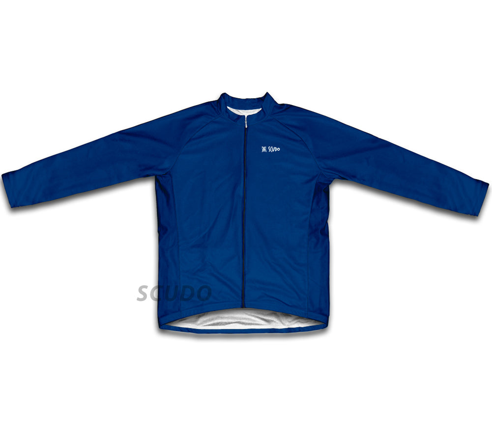 Keep Calm and Pedal On Dark Blue Winter Thermal Cycling Jersey