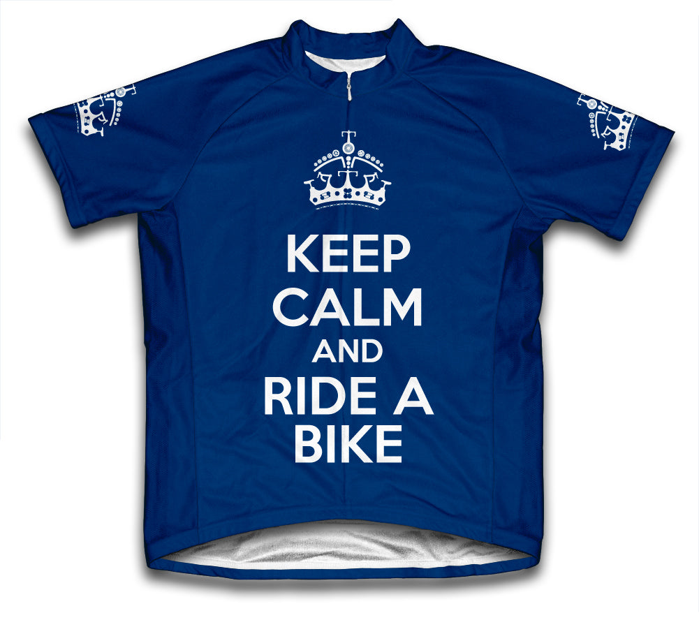 Keep Calm and Ride a Bike Dark Blue Cycling Jersey