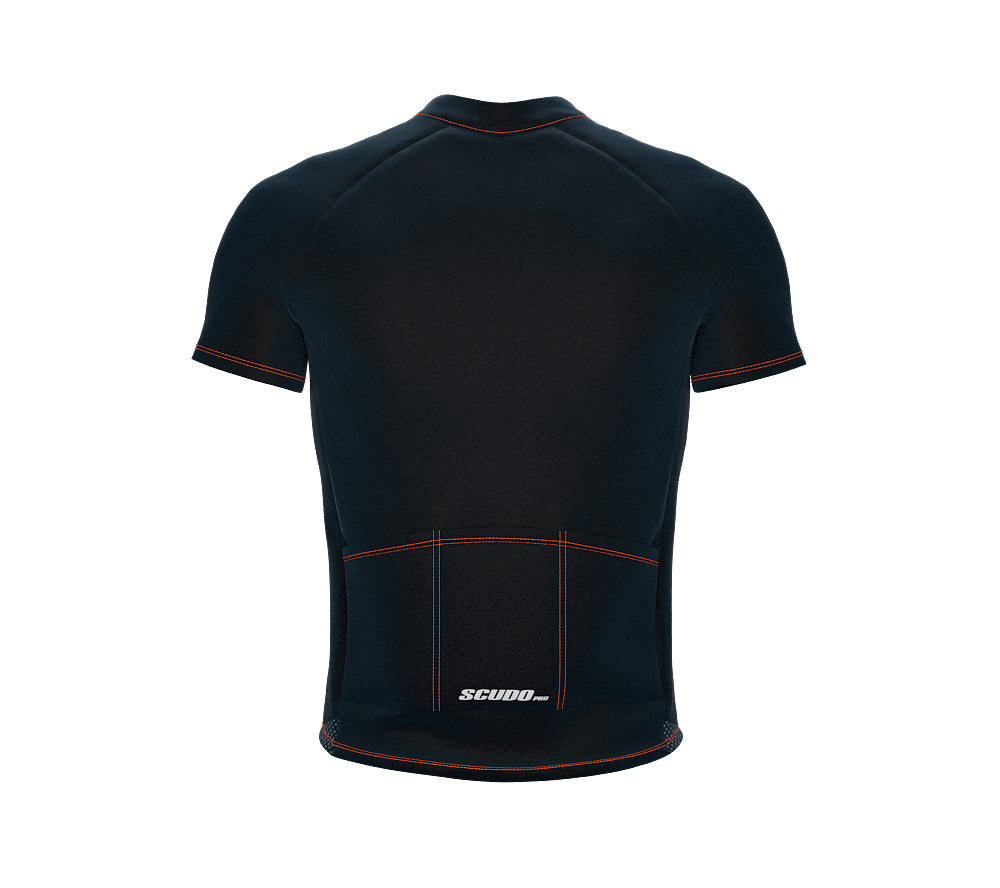 Chroma Contrast |  Short Sleeve Cycling Jersey Dark Blue - Black zip - Orange seam | Men and Women