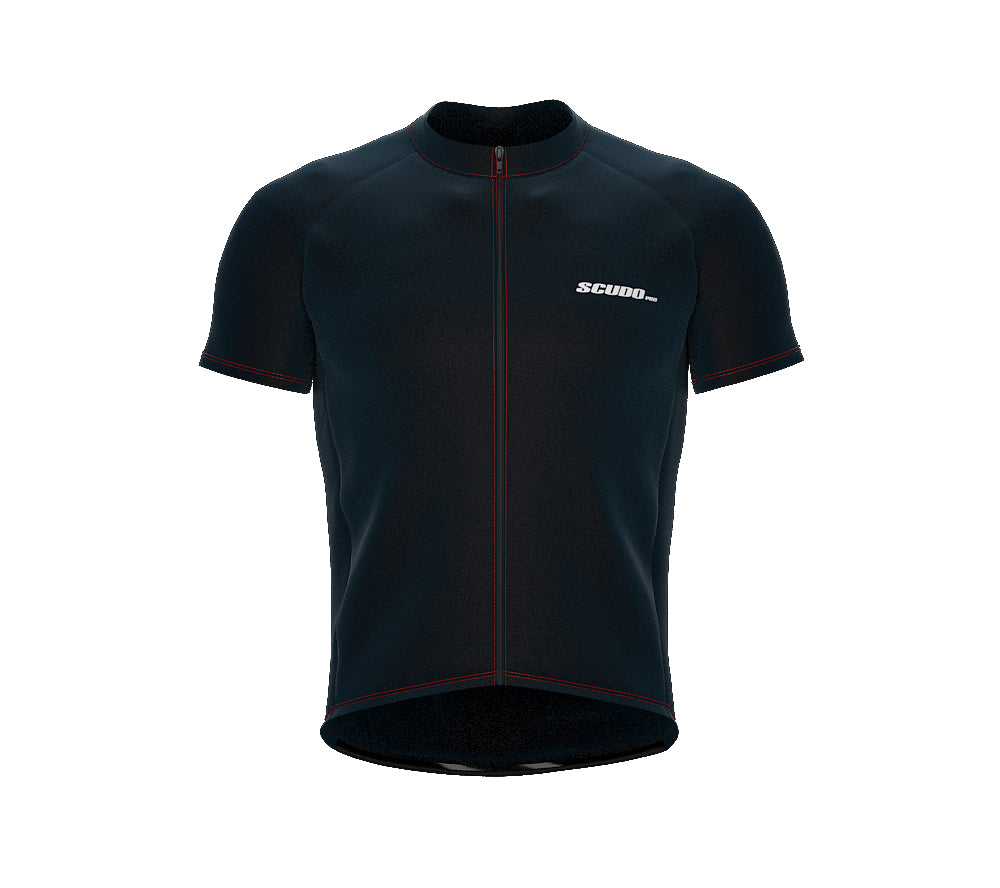 Chroma Contrast |  Short Sleeve Cycling Jersey Dark Blue - Black zip - Red seam | Men and Women