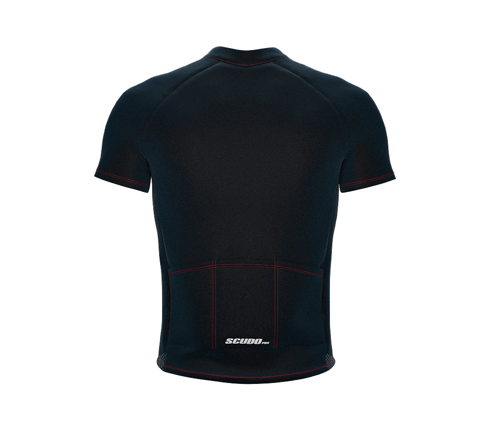Chroma Contrast |  Short Sleeve Cycling Jersey Dark Blue - Black zip - Red seam | Men and Women