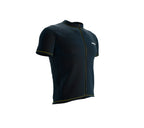 Chroma Contrast |  Short Sleeve Cycling Jersey Dark Blue - Black zip - Yellow seam | Men and Women