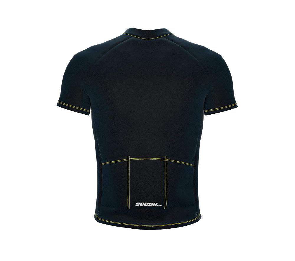 Chroma Contrast |  Short Sleeve Cycling Jersey Dark Blue - Black zip - Yellow seam | Men and Women