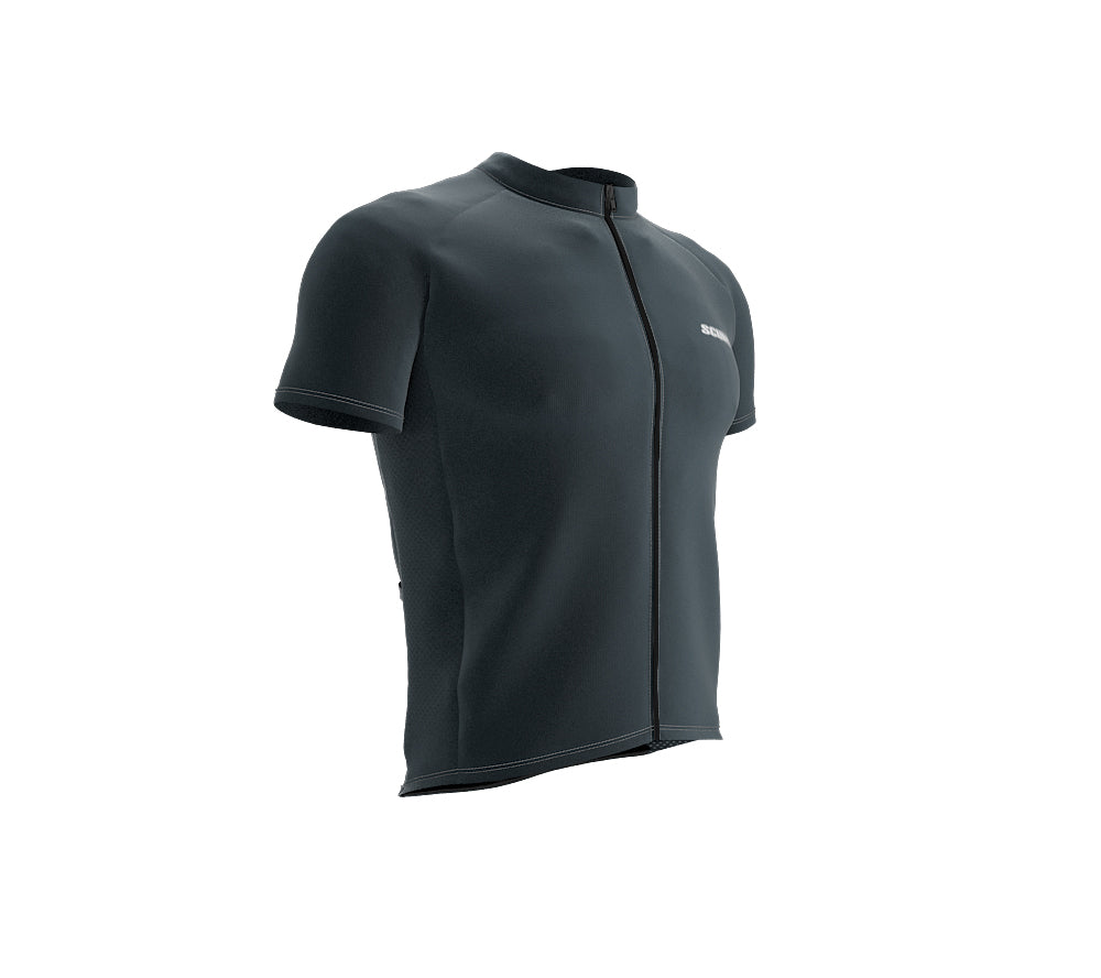 Chroma Contrast |  Short Sleeve Cycling Jersey Dark Blue - Black zip - Gray seam | Men and Women