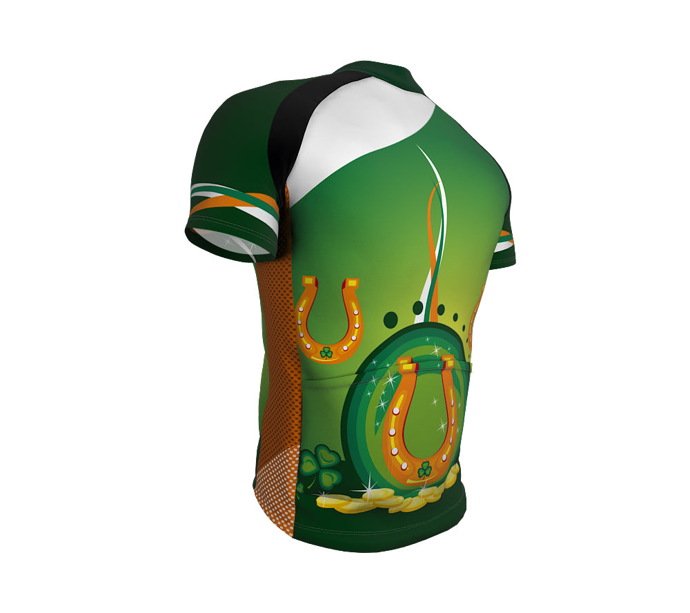 St. Patrick's Day Horse Shoe Short Sleeve Cycling Jersey for Men and Women