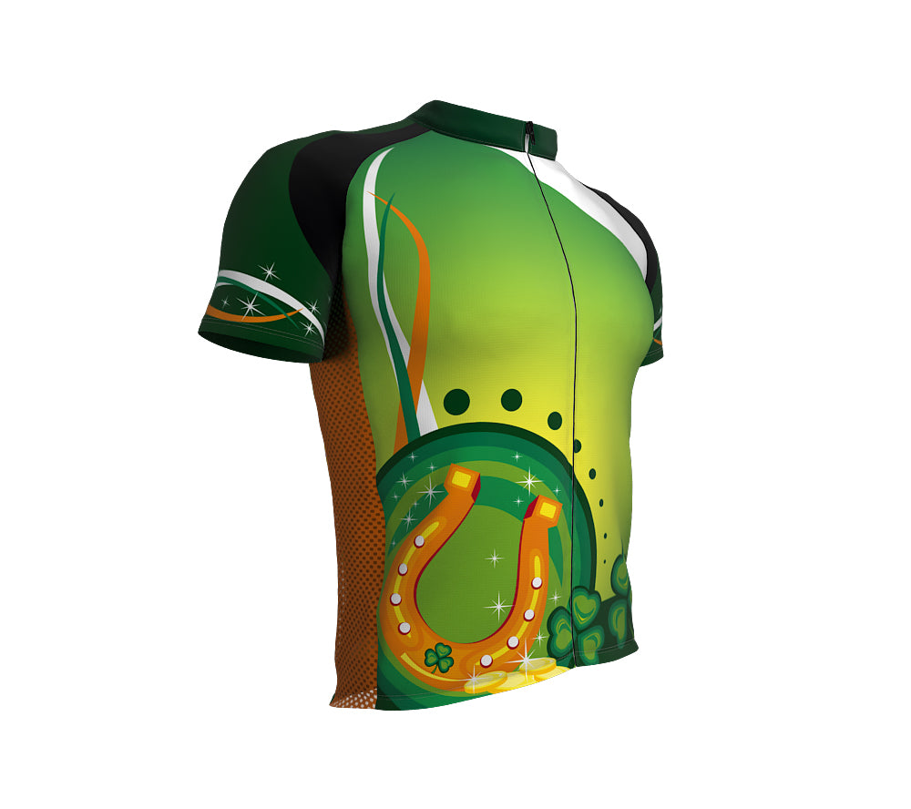 St. Patrick's Day Horse Shoe Short Sleeve Cycling Jersey for Men and Women