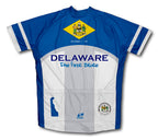 Delaware Flag Short Sleeve Cycling Jersey for Men and Women