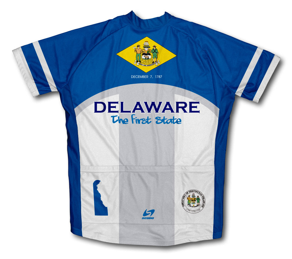 Delaware Flag Short Sleeve Cycling Jersey for Men and Women