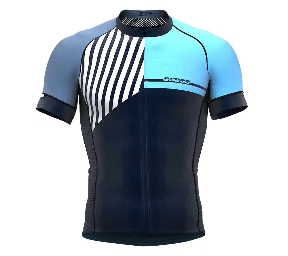 Diagonals Blue Short Sleeve Cycling PRO Jersey
