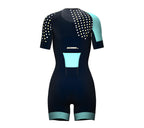 Diagonals Ice Blue Scudopro Cycling Skin Suit Short Sleeve for Woman