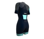 Diagonals Ice Blue Scudopro Cycling Skin Suit Short Sleeve for Woman
