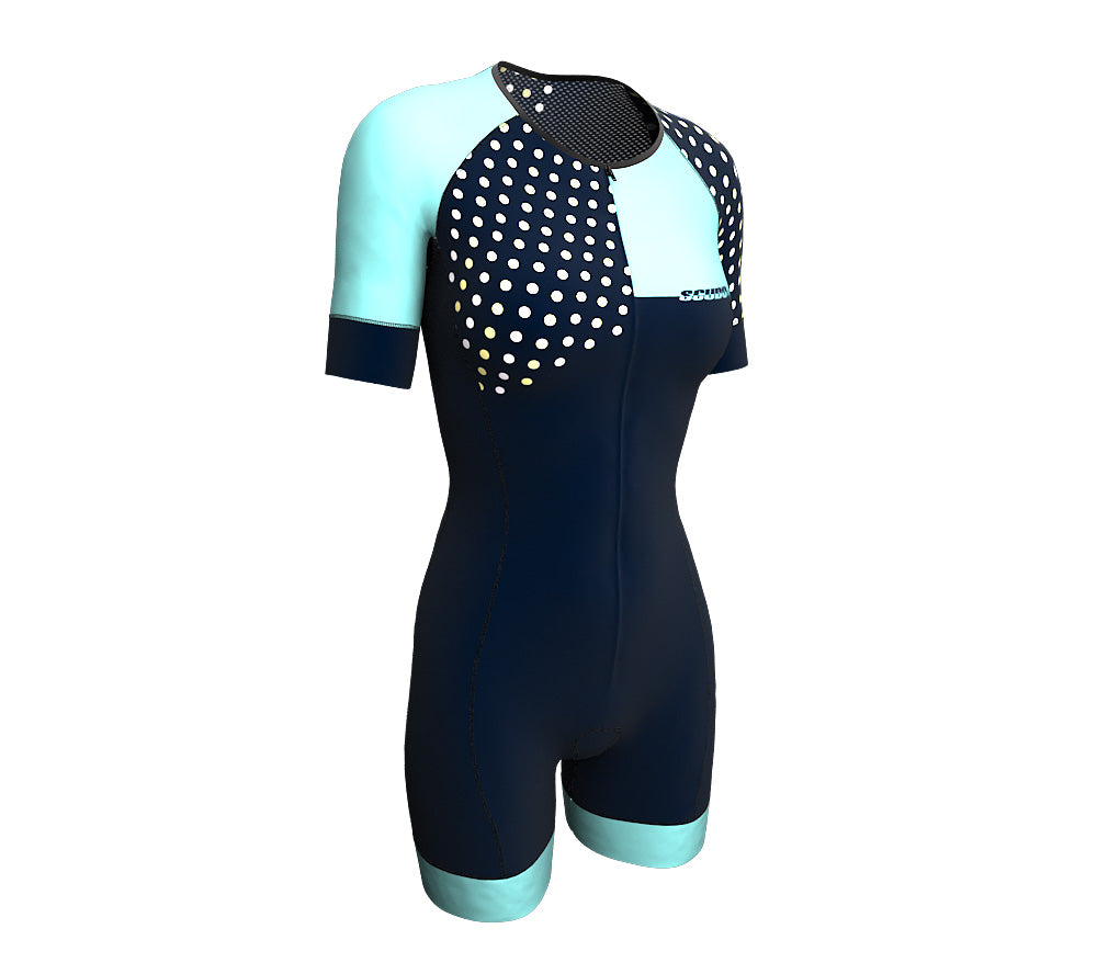 Diagonals Ice Blue Scudopro Cycling Skin Suit Short Sleeve for Woman