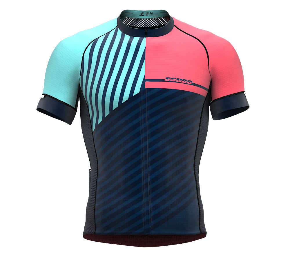 Diagonals Pink Short Sleeve Cycling PRO Jersey