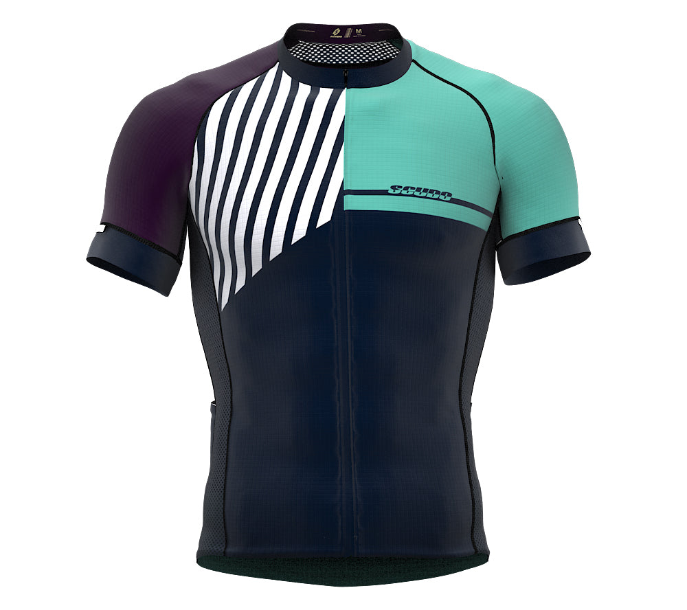 Diagonals Purple Short Sleeve Cycling PRO Jersey