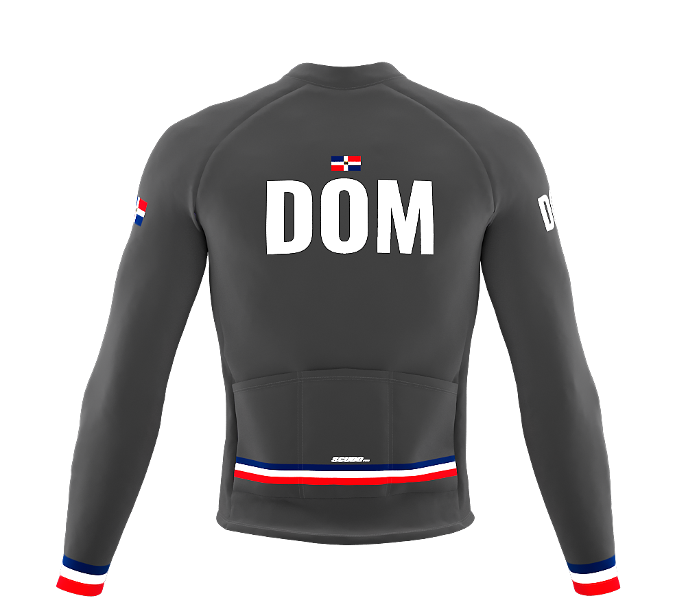 ScudoPro Pro Thermal Long Sleeve Cycling Jersey Country CODE Dominican Republic Gray | Men and Women