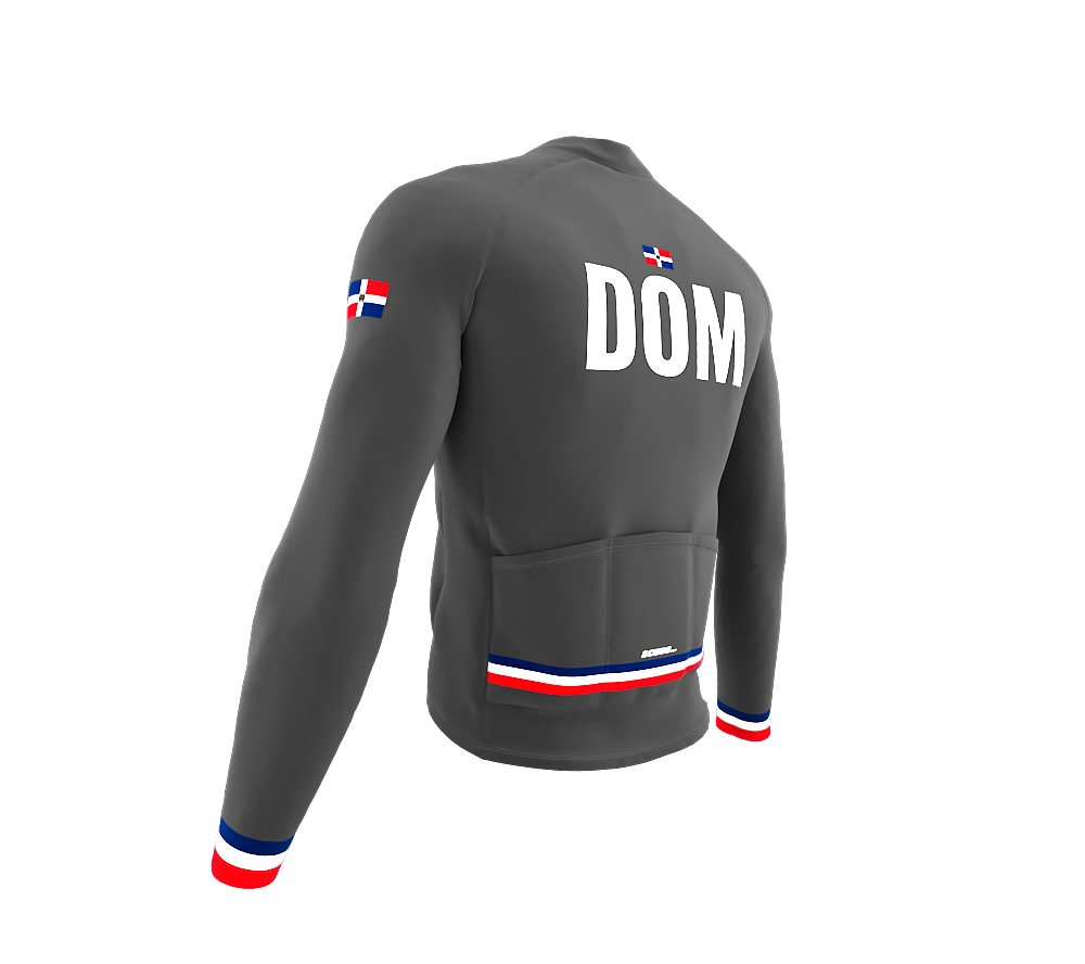 ScudoPro Pro Thermal Long Sleeve Cycling Jersey Country CODE Dominican Republic Gray | Men and Women