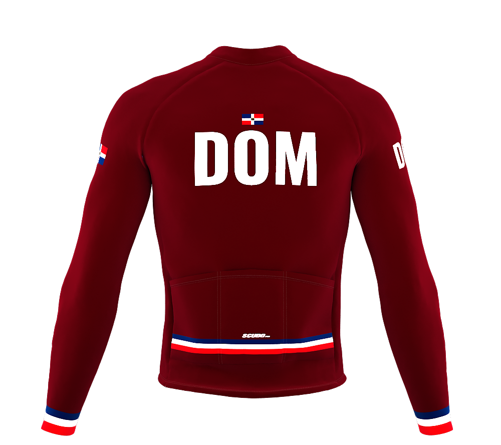 ScudoPro Pro Thermal Long Sleeve Cycling Jersey Country CODE Dominican Republic Vine | Men and Women