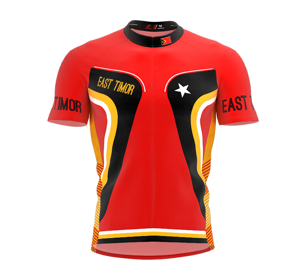 East Timor Full Zipper Bike Short Sleeve Cycling Jersey for Men