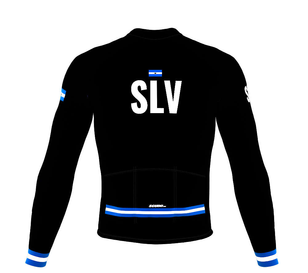 ScudoPro Pro Thermal Long Sleeve Cycling Jersey Country CODE El Salvador Black | Men and Women
