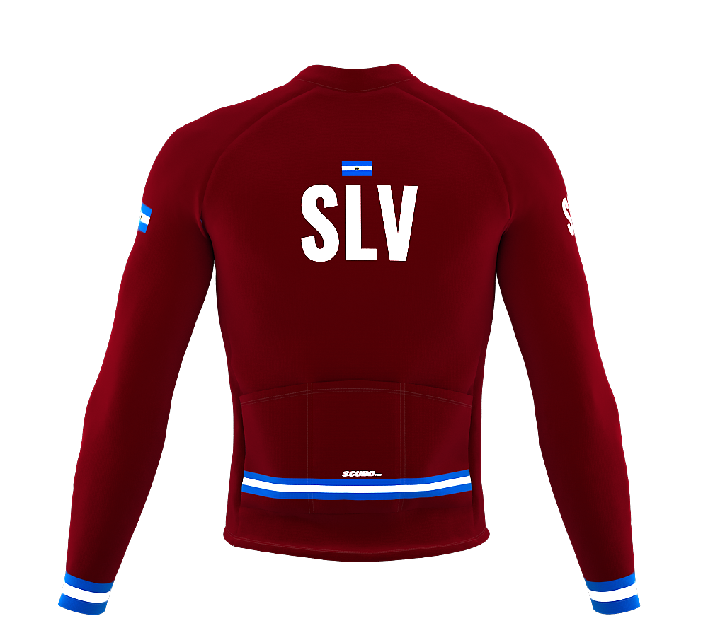 ScudoPro Pro Thermal Long Sleeve Cycling Jersey Country CODE El Salvador Vine | Men and Women