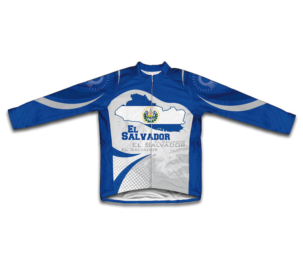 El Salvador Flag Winter Thermal Cycling Jersey