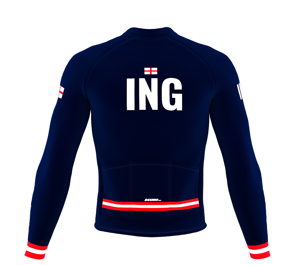 ScudoPro Pro Thermal Long Sleeve Cycling Jersey Country CODE England Blue | Men and Women