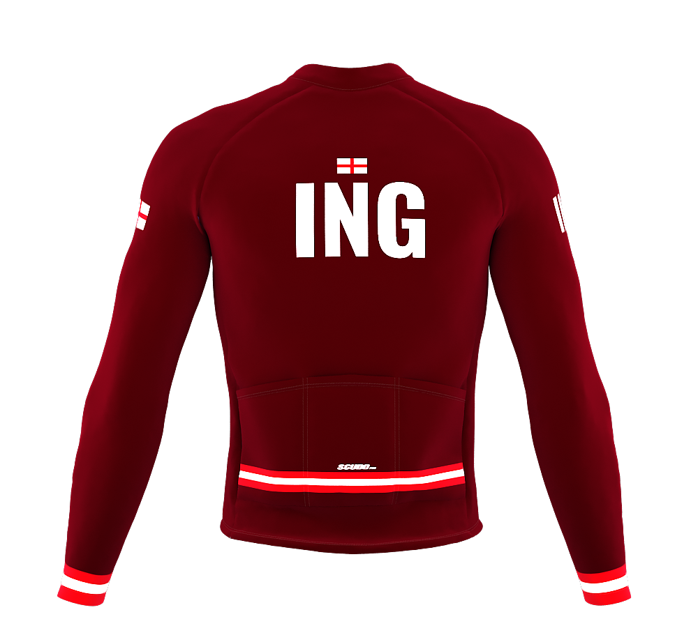 ScudoPro Pro Thermal Long Sleeve Cycling Jersey Country CODE England Vine | Men and Women