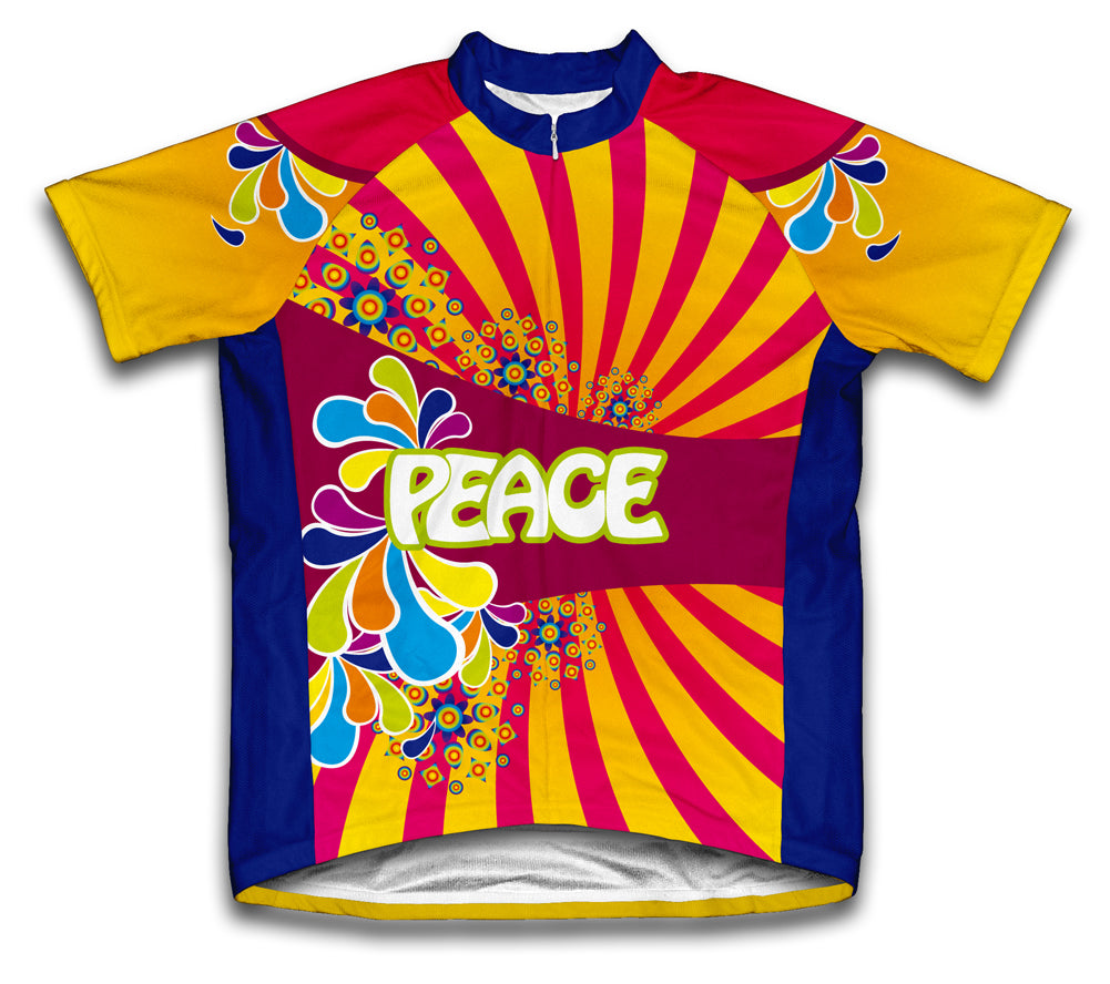 Flowery Peace Short Sleeve Cycling Jersey for Men and Women
