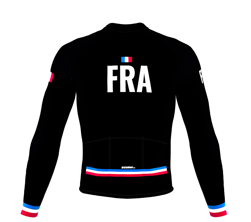 ScudoPro Pro Thermal Long Sleeve Cycling Jersey Country CODE France Black | Men and Women