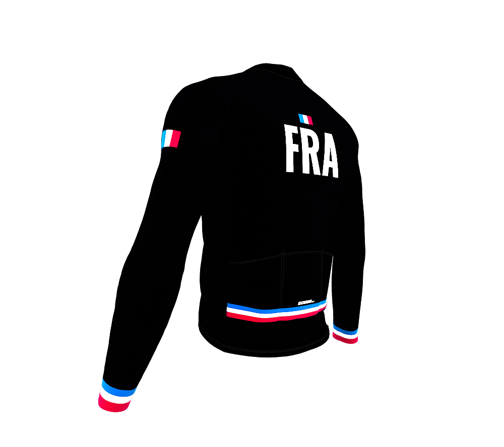 ScudoPro Pro Thermal Long Sleeve Cycling Jersey Country CODE France Black | Men and Women