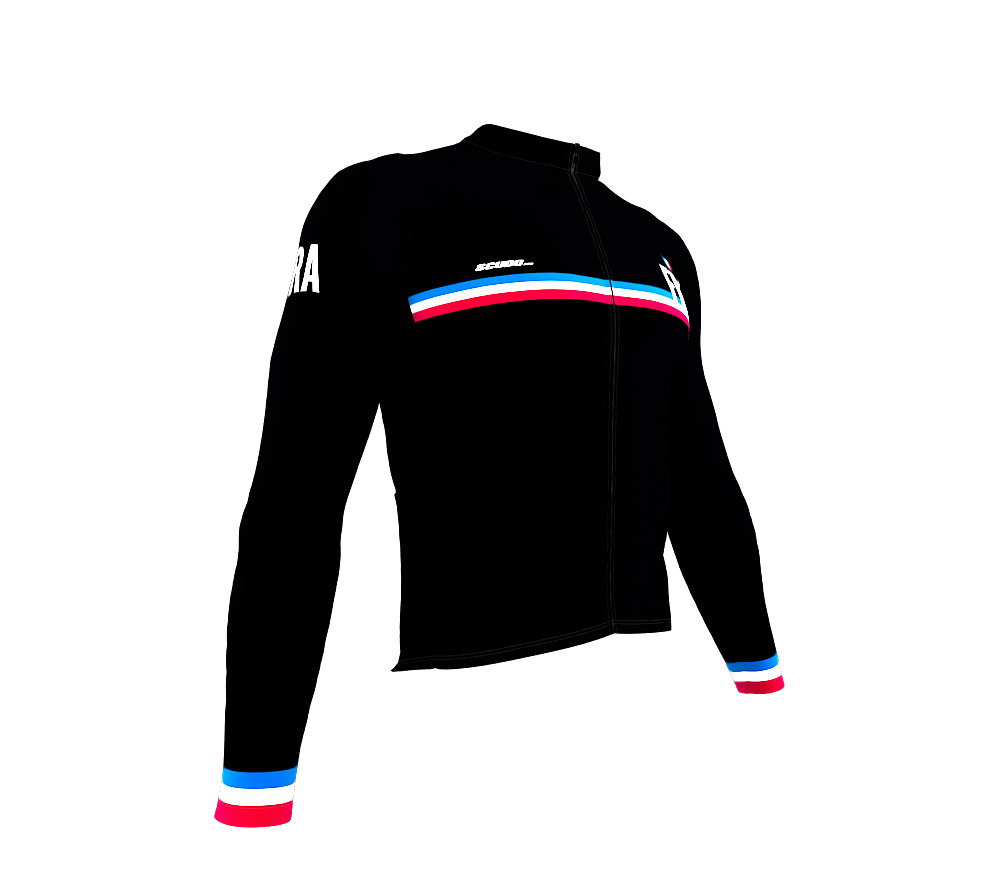 ScudoPro Pro Thermal Long Sleeve Cycling Jersey Country CODE France Black | Men and Women