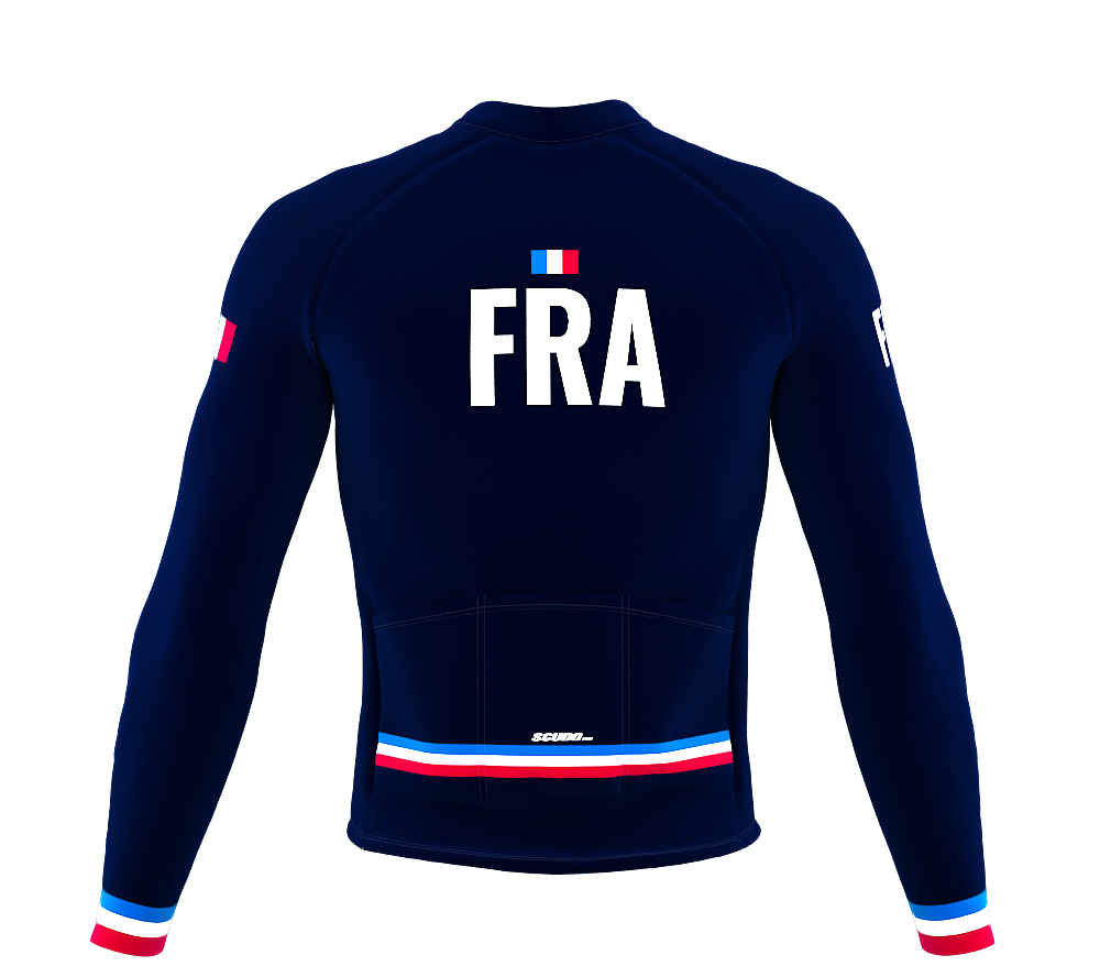 ScudoPro Pro Thermal Long Sleeve Cycling Jersey Country CODE France Blue | Men and Women
