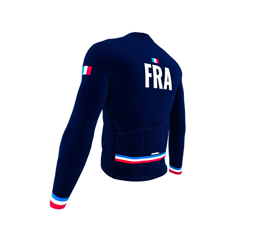 ScudoPro Pro Thermal Long Sleeve Cycling Jersey Country CODE France Blue | Men and Women