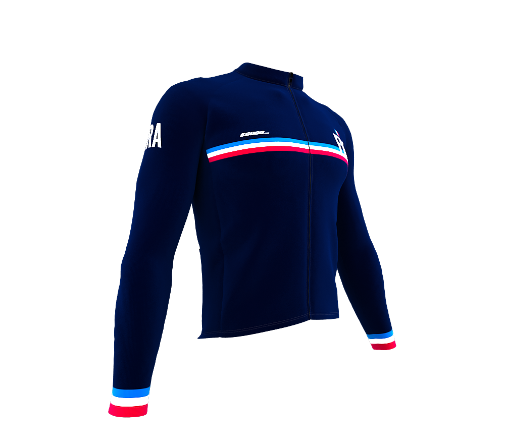 ScudoPro Pro Thermal Long Sleeve Cycling Jersey Country CODE France Blue | Men and Women