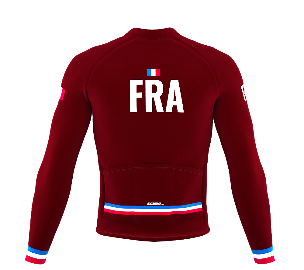 ScudoPro Pro Thermal Long Sleeve Cycling Jersey Country CODE France Vine | Men and Women