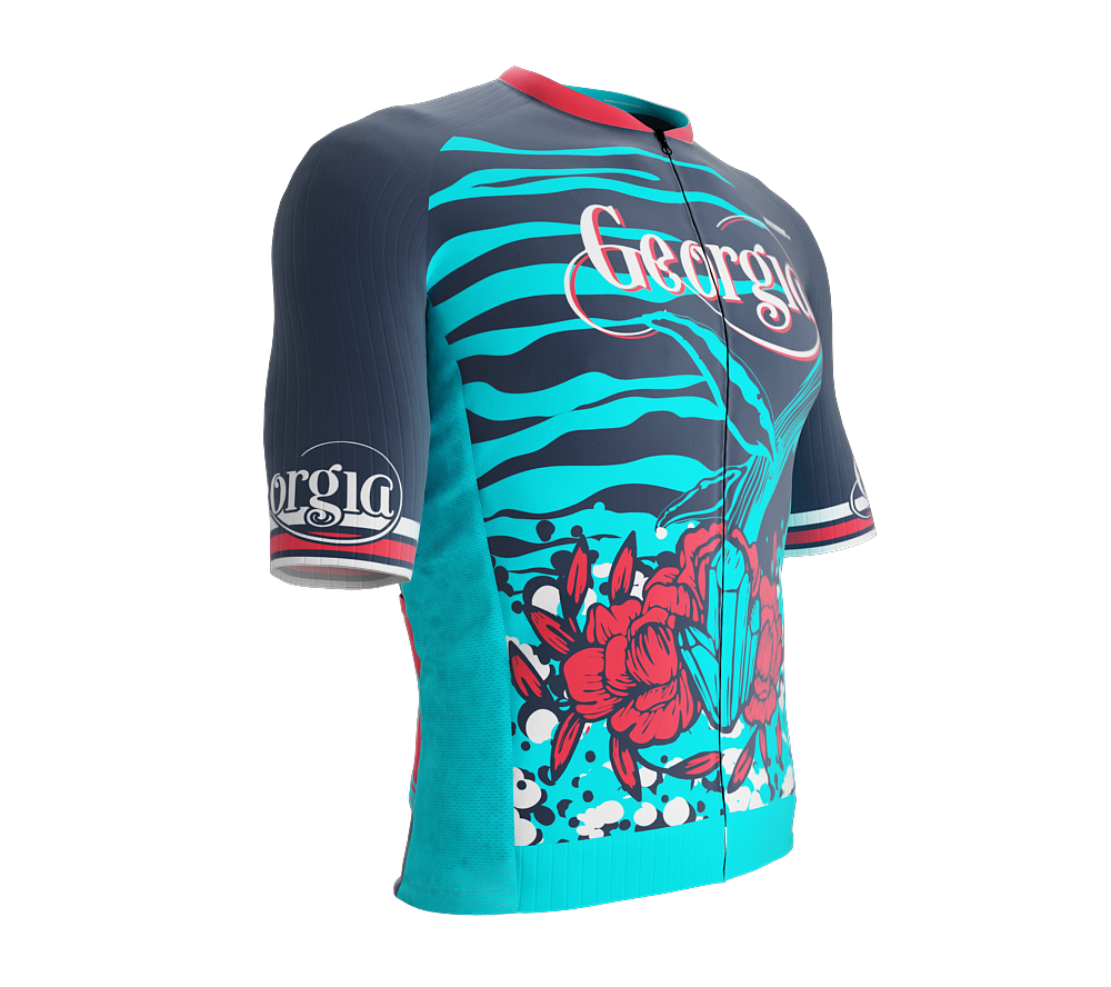 ScudoPro Pro-Elite Short Sleeve Cycling Jersey Georgia USA State Icon landmark symbol identity  | Men and Women