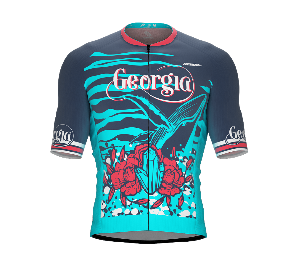 ScudoPro Pro-Elite Short Sleeve Cycling Jersey Georgia USA State Icon landmark symbol identity  | Men and Women