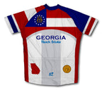 ScudoPro Georgia Flag Short Sleeve Cycling Jersey for Men and Women