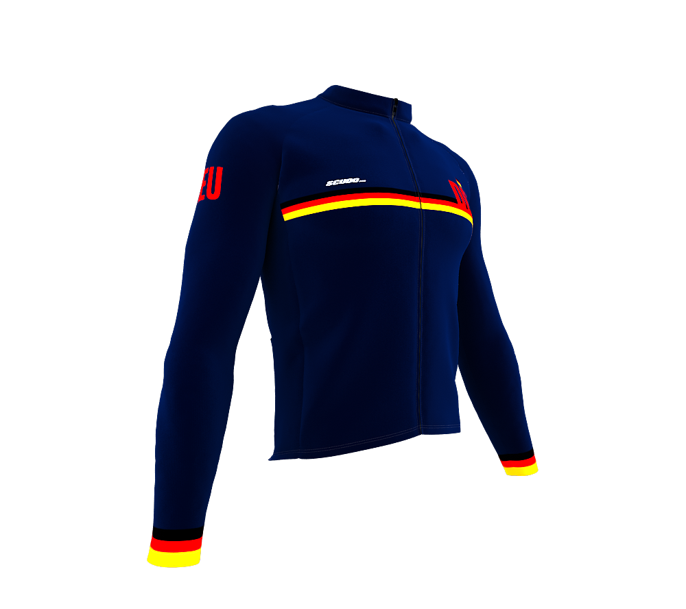 ScudoPro Pro Thermal Long Sleeve Cycling Jersey Country CODE Germany Blue | Men and Women
